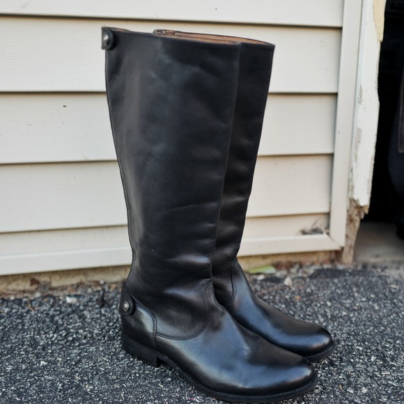 Frye Black Tall Leather Boots - Picture 1 of 10
